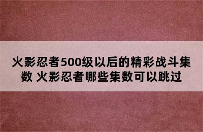 火影忍者500级以后的精彩战斗集数 火影忍者哪些集数可以跳过